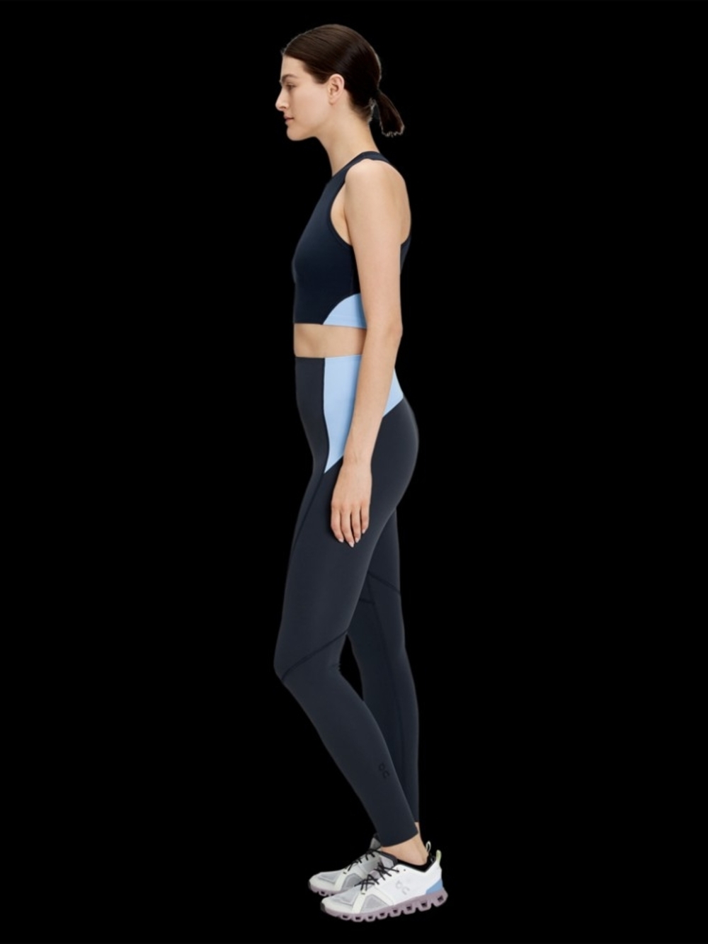 On Clouds | Navy/light Blue Colorblock Highwaist leggings | Size L